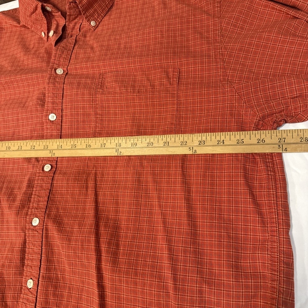 VINTAGE GAP Shirt Mens Size XL Button Up Classic Oxford Cotton Plaid Orange - Picture 7 of 9